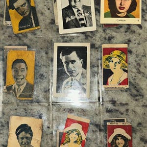 Lote de tarjetas antiguas de estrellas del cine mudo de Hollywood