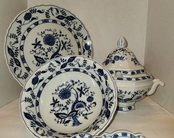 Vintage Vienna Woods Blue Onion China, Serving Bowl, Platter, Soup Tureen