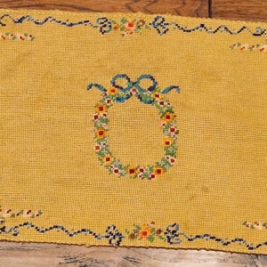 Antique Floral Wreath Needlepoint 20x13