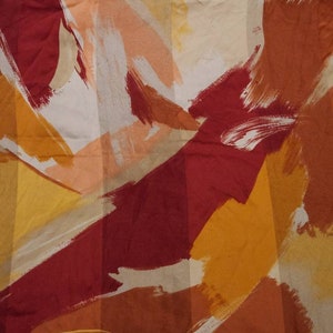 Vintage sheer Scarf Black Abstract Browns Oranges Reds Neck Scarf