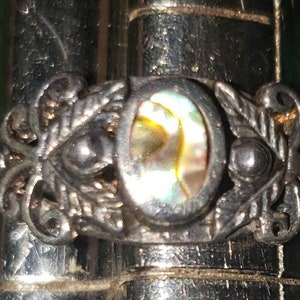 Vintage Abalone Sterling Silver Ring - Size 5