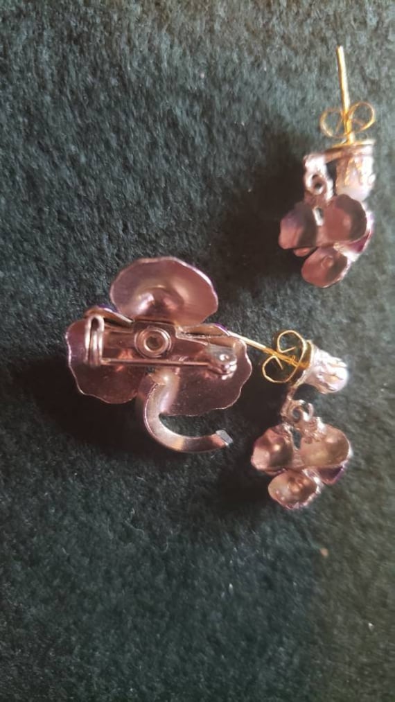 Vintage Jewelry Earrings and Pin Set*vintage Viol… - image 3