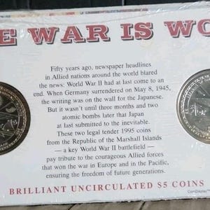 1995 &quot;The War Is Won&quot; Republic of the Marshall Islands Peace Dollar 2 Coin Set