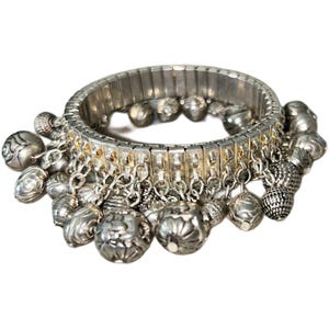 Vintage Silver Beaded Cha Cha Expansion Fashion Bracelet