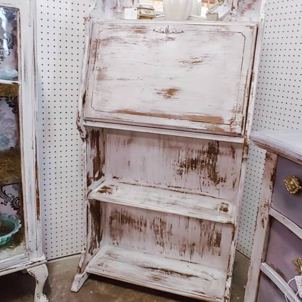 SOLD*Refinished Antique Secretary*White Secretary Desk*French Country Secretary Desk*Shabby Chic Desk*Distressed Antique Desk*SOLD*