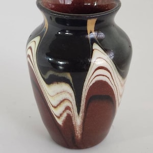 Vintage Miniature Bulgarian Drip Design Glazed Vase 2.25&quot;