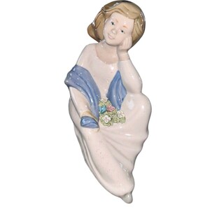 Torralba Handmade Vintage Girl With Flowers Pondering Figurine Signed Spain