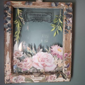 Antique Glass Wood Single Pane Window Hanging with Flowers *Vintage Window* Repurposed / Recycled Art