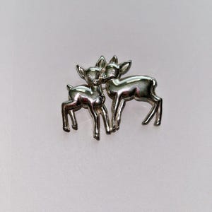 Vintage Terlin Twin Fawn Sterling Silver Stamped Fashion Brooch