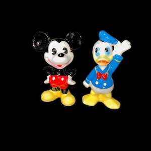 Vintage Walt Disney Donald Duck & Mickey Mouse Porcelain Figurines Stamped Japan