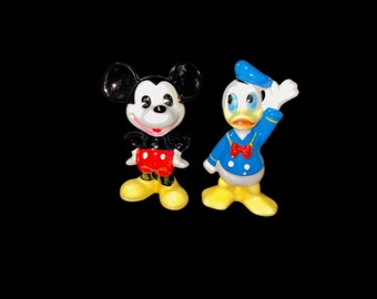 Vintage Walt Disney Donald Duck & Mickey Mouse Porcelain Figurines Stamped Japan