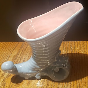 Blue Plenty of Hope*McCoy Pottery*1940s Vase* Cornucopia Vase*McCoy Plenty of Hope Vase*Blue and pink vase*light blue vase*American Pottery
