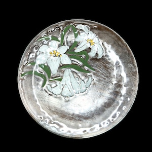 Glass Art Dinner Plate with Jasmine-Like Flowers