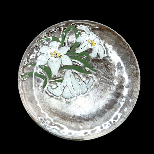 Glass Art store Dinner Plate with Jasmine-Like Flowers