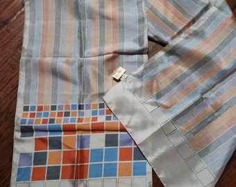 Vintage Italian Multi-color Block striped and Squares Geometric Nylon Neck Scarf