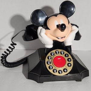 Vintage 1990s Disney Mickey Mouse Telemania Pushbutton Landline Phone