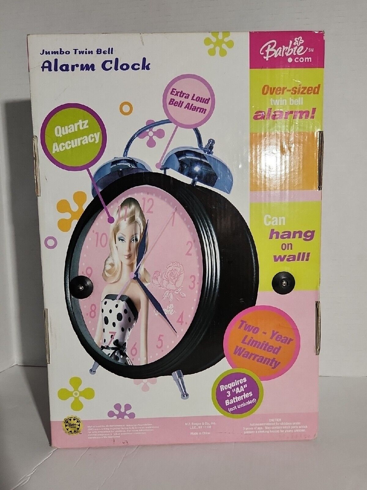 Barbie Jumbo Twin Bell Alarm Clock M Z Berger & Co NIB FREE Etsy
