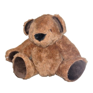 Peluche de osito articulado vintage, retirado y hecho a mano, de la fábrica Basic Brown Bear.