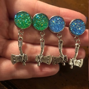 axe post dangle earrings
