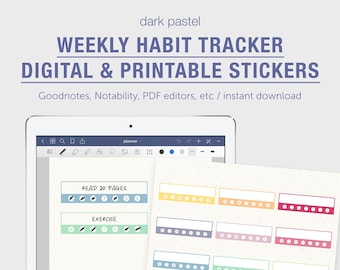 Weekly Habit Tracker Stickers, Weekly Tracker, Planner Sticker, Pastel Tone, Printable Sticker, Instant Download