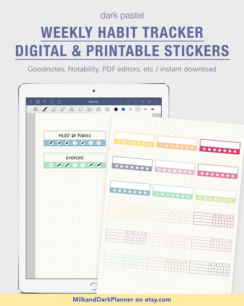 Weekly Habit Tracker Stickers Weekly Tracker Planner Sticker Pastel Weekly habit tracker stickers weekly tracker planner sticker pastel