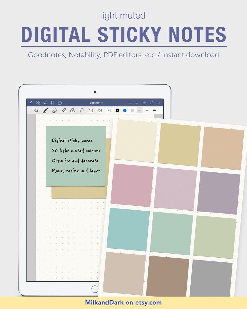 Digital Sticky Notes for Goodnotes Bullet Journal or Notebook Etsy