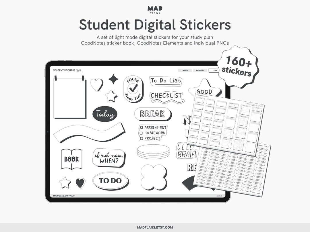 Student Digital Stickers Goodnotes Sticker Individual Pngs Etsy
