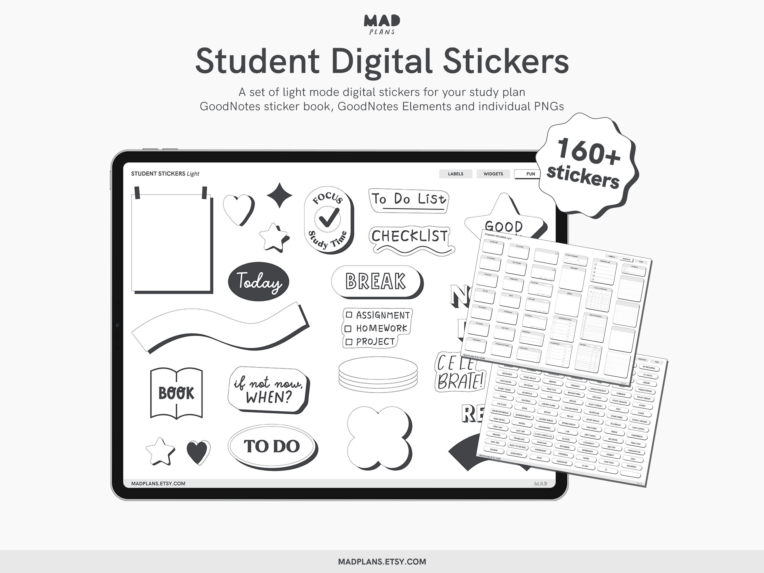 Student Digital Stickers Goodnotes Sticker Individual Pngs Etsy