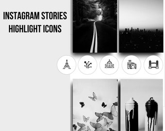 Instagram Stories Highlight Icons | Black White | Ready To Use | Instant Download | 55 Icons