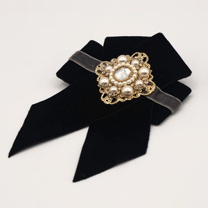 Velvet Ribbon Brooch, Women Necktie for dresshirt, Blouse Brooch, Gift for her