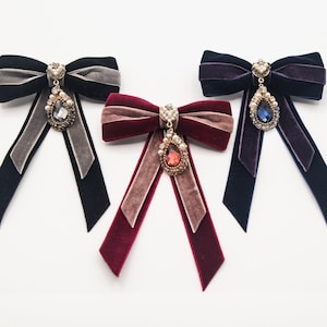 Velvet Ribbon Brooch Velvet Necktie Brooch Bow Brooch Bow Tie for Woman Necktie for Woman Etsy