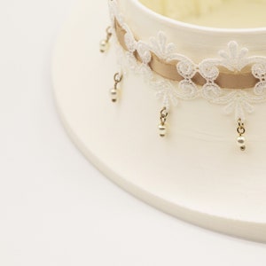 Lovely Alice Choker Necklace, White & Beige Lace Choker Necklace