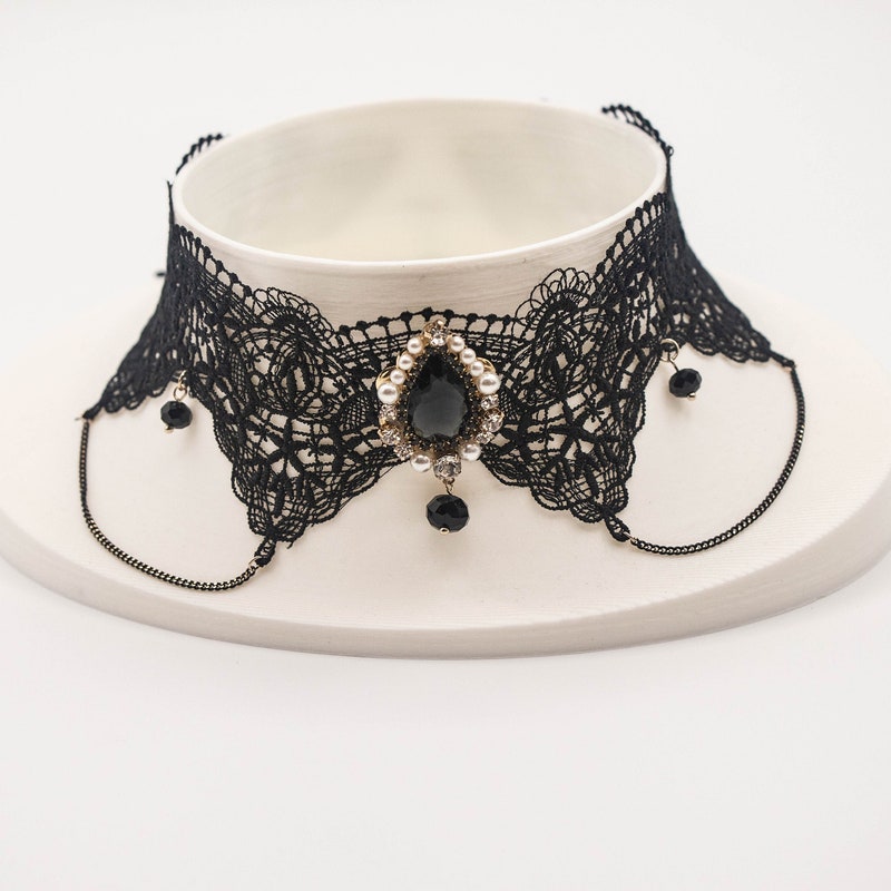 Black Lace Choker Necklace - Etsy