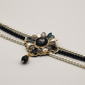 Triple Layered Choker with Special Antique Charm, Princess necklace, Black necklace, Prom Choker Necklace