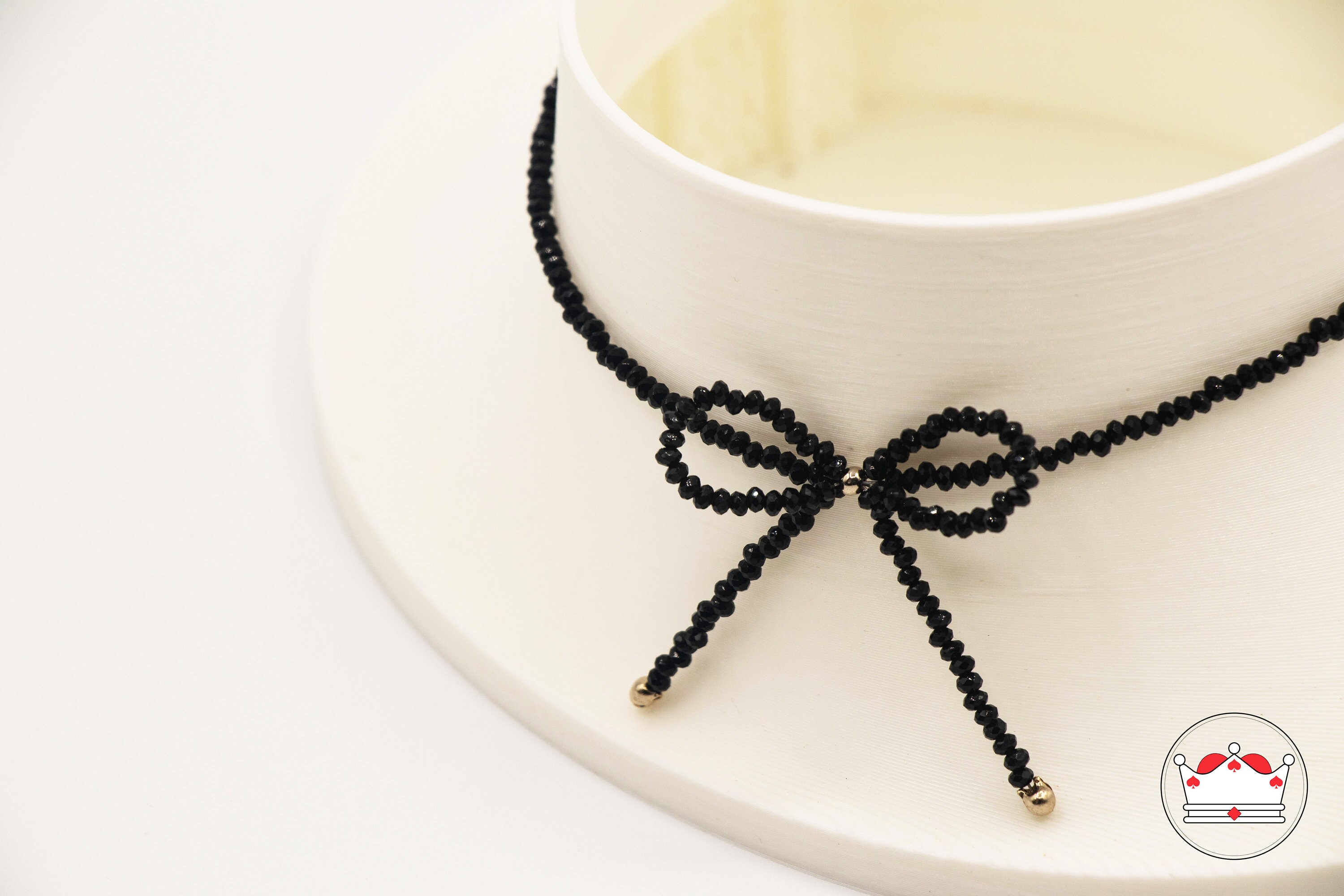 Black Beaded Ribbon-Tie Collar Necklace Lanvin Faux Pearl & Fabric Ribbon Tie Collar Necklace - Blue  main image 3
