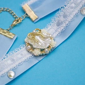 mermaid blue choker, Handmade choker necklace, blue necklace, blue Jewelry, Pearl Choker, Little Pearl, Halloween choker, Halloween Necklace