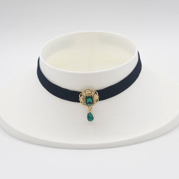 Black Velvet Choker with Crystal Charm , black Jewelry necklace, black choker necklace, black jewelry, idol choker, Kpop choker