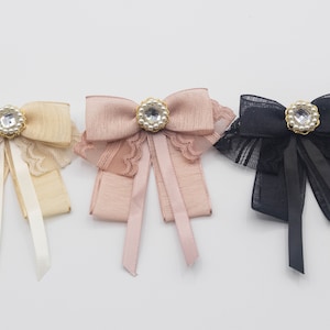 Cute Ribbon Brooch Necktie, bow tie accessories for dress shirt, Pink Ribbon Brooch, Ivory Ribbon Brooch, Black Ribbon Brooch