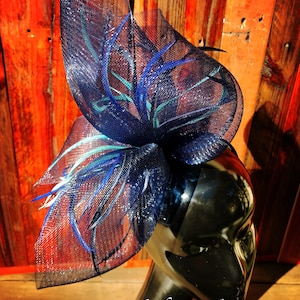 ROYAL BLUE TURQUOISE #9 Feather Fascinator Melbourne Cup Wedding Spring Race