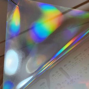 Holo Rainbow Sticker Film - 4&quot; x 4&quot; - Transparent Cold Lamination Sheets for Photos, Decals - Self Adhesive Vinyl - 8 pcs