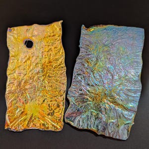 2pcs Iridescent Faux Dichroic Inlay Film for Resin Art Jewelry Rings Guitar Gemstones Fairy Wings - Faux Carnival Stained Glass Colors