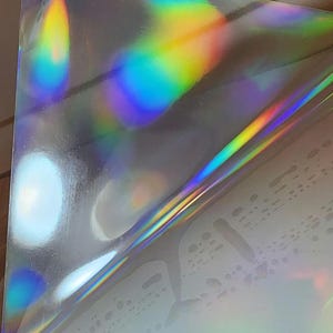 Holo Rainbow Sticker Film - 8&quot; x 11.5&quot; Transparent Cold Lamination for Photos Decals - 5 sheets - Iridescent Overlay Self Adhesive Vinyl