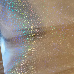 Sparkle Sticker Film 4" x 4" - 8 pieces - Transparent Cold Lamination Holographic Iridescent Overlay Vinyl for Decals, Cards, Buttons