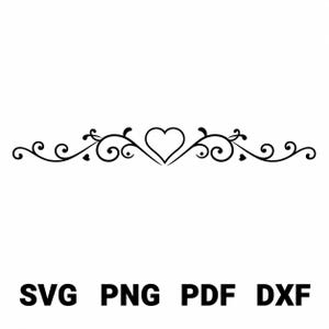 Heart Text Divider SVG, PNG Cut Files for Cricut (Digital Download)