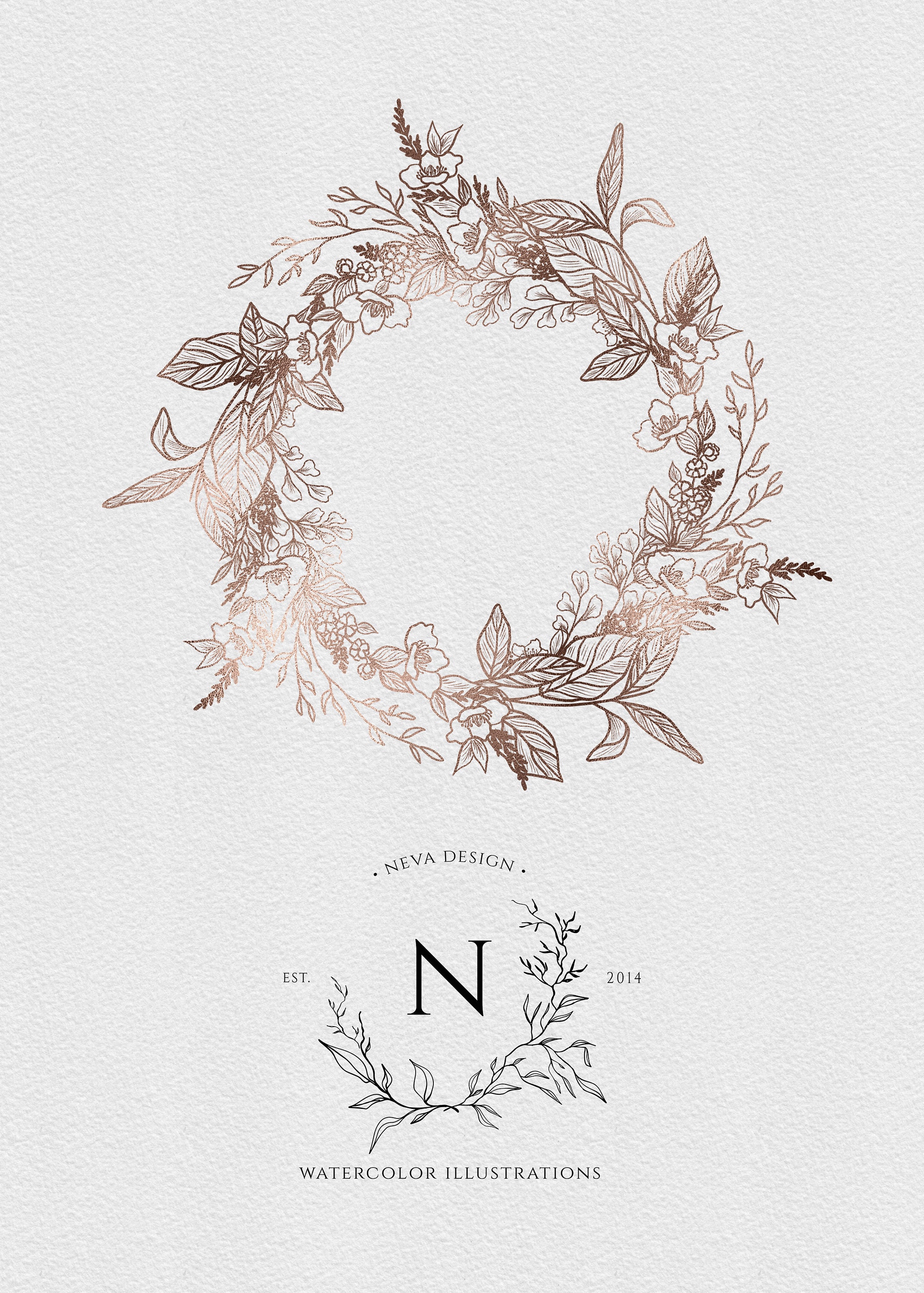 Floral Wreath Wreath png Floral Wreath Clipart Line Art | Etsy