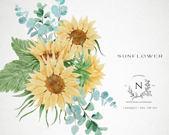 Download Sunflower Png Sunflower Clipart Sunflower And Eucalyptus Clipart Sunflower Watercolor Png Png Files For Sublimation