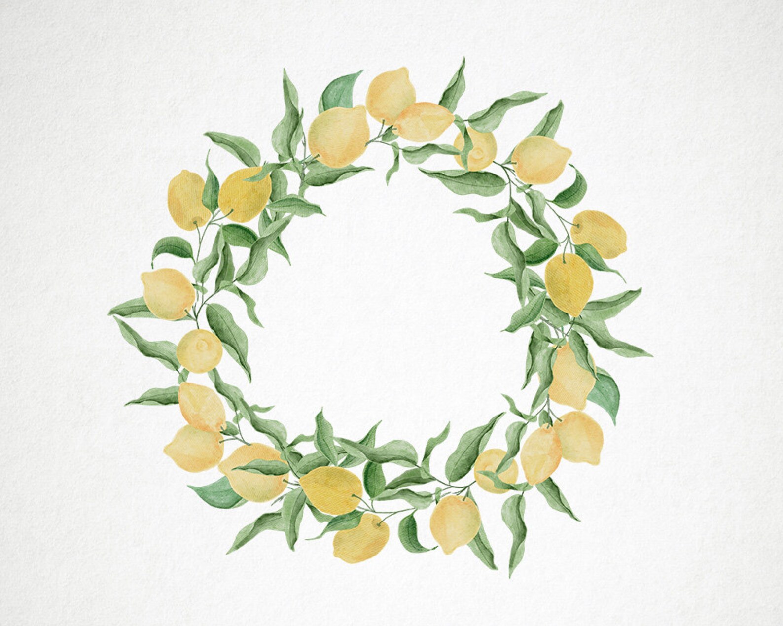 Watercolor Lemon Wreath Clipart Flowers and Lemons Wreath - Etsy