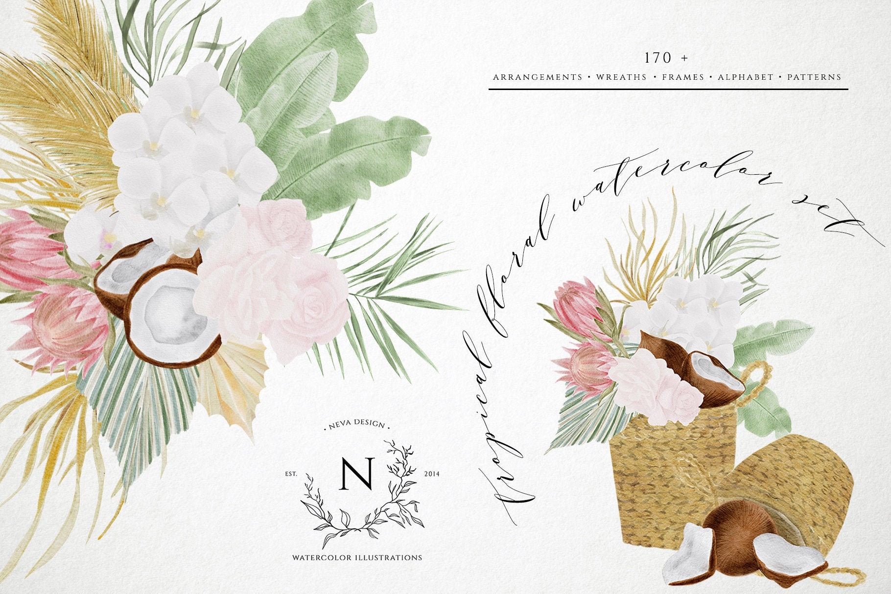 Watercolor Tropical Floral clipart Tropical Collection | Etsy