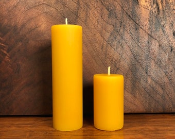 Beeswax Pillar Candle - 1.25" wide - 2 sizes - 100% Pure Beeswax - Unscented Organic Cascadian Beeswax - Portland Beeswax Candle Company