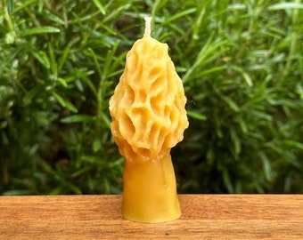 Mini Morel Mushroom Candle - Set of 3 - 100% Pure Beeswax - 1oz each - Unscented Organic Cascadian Beeswax - Portland Beeswax Candle Company